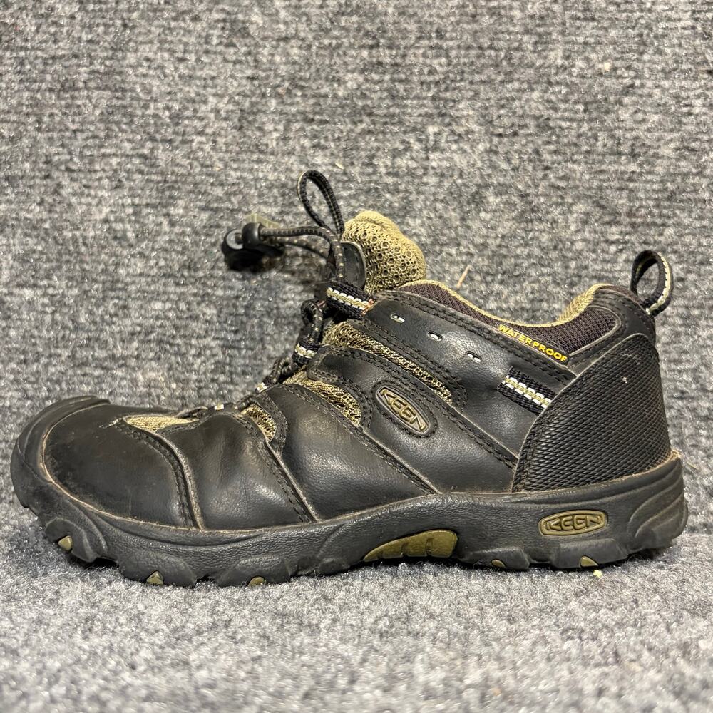 KEEN Kids Black Olive Waterproof Bungee Trail Hiking Shoes Sneakers Youth Size 1